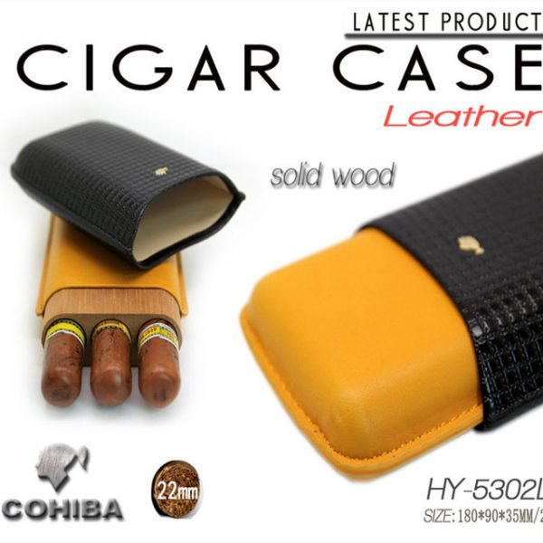 Bao da bê 2 lớp đựng 3 điếu Cigar Cohiba