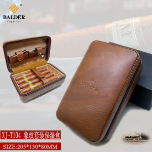 Bao da thật giữ ẩm đựng 4 điếu Cigar kèm cắt và khò Cohiba